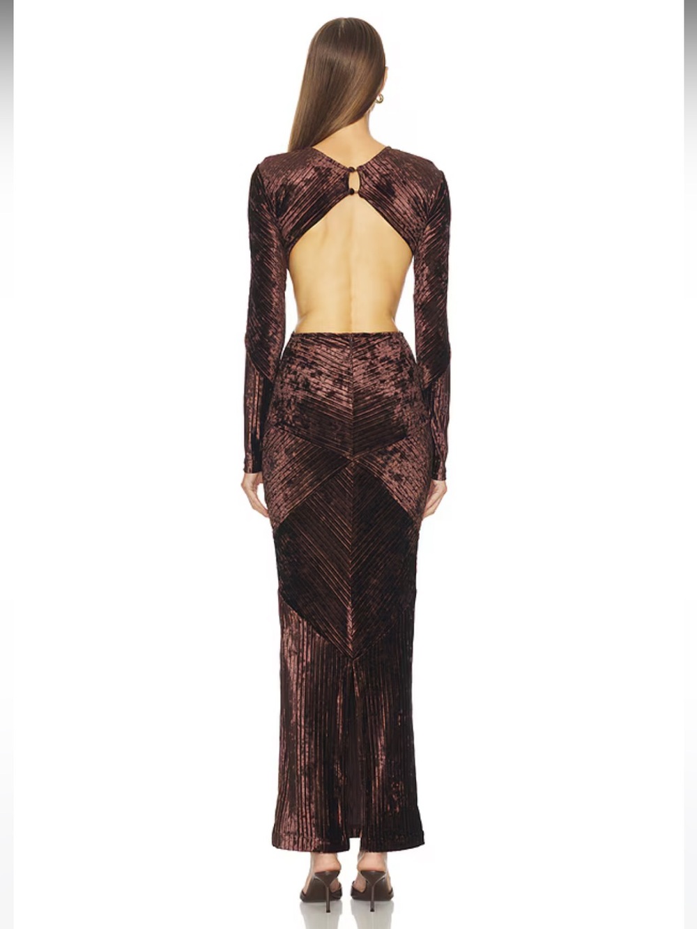 NWOT! Michael Costello x REVOLVE Spencer Gown in Chocolate Brown - Picture 3 of 5